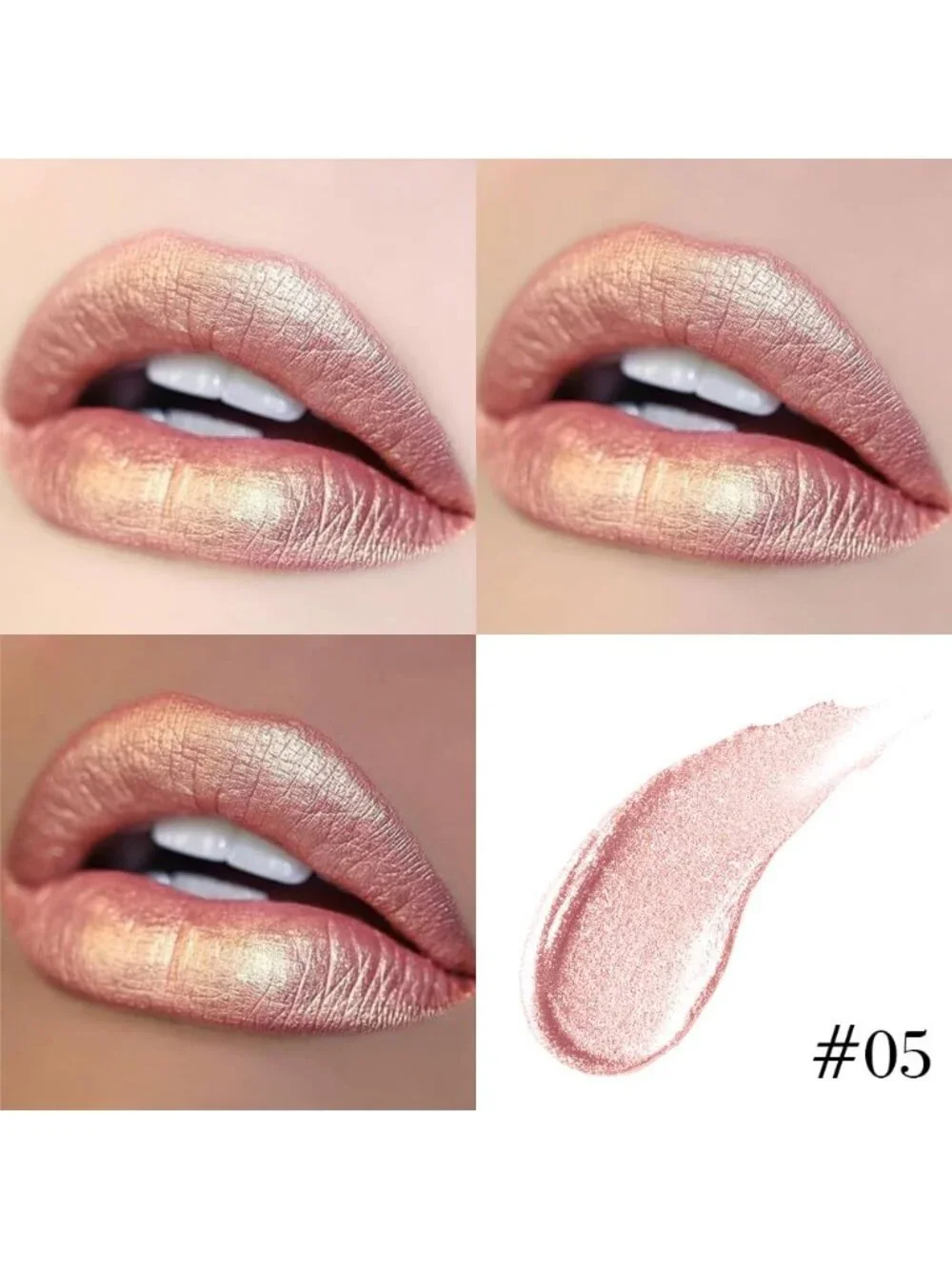 Womens 05# Champagne Gold-Metallic Glitter Liquid Lipstick lippies Lip Gloss